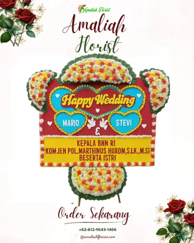Karangan Papan Bunga Pernikahan di Karang Jati